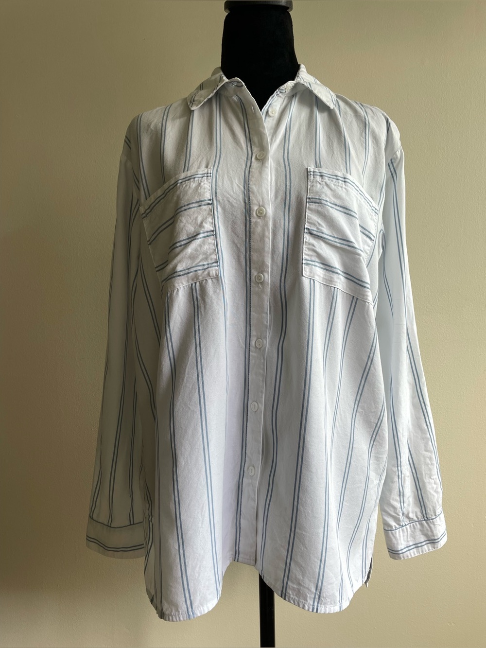 Contemporaine Simons Lyocell Striped Button Down Shirt M Relaxed Fit